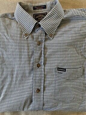 FACONNABLE Jeans Blue Check Button Down Shirt Pocket XL